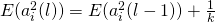 E(a_i^2(l)) = E(a_i^2(l-1))+\frac{1}{k}