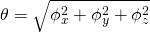 \theta = \sqrt{\phi_x^2 + \phi_y^2 + \phi_z^2}