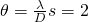 \theta=\frac{\lambda}{D}&s=2